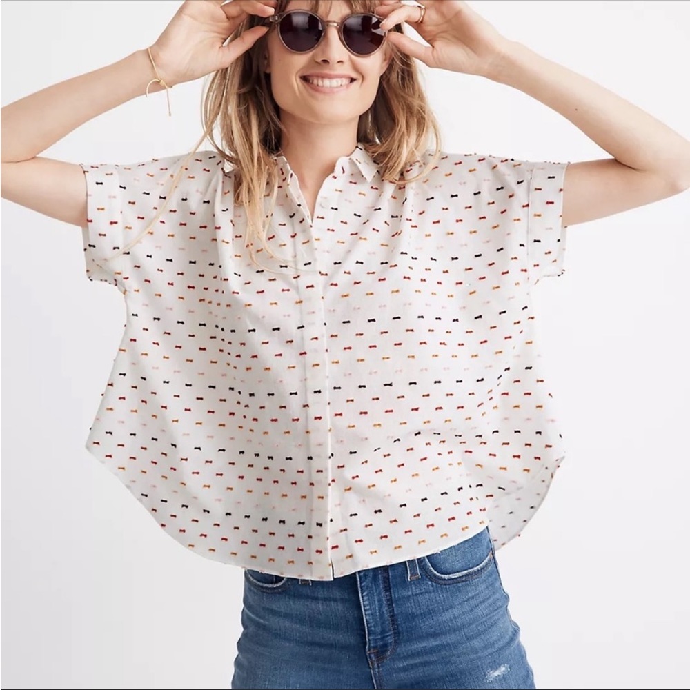 Madewell hilltop shirt rainbow clip dot size small